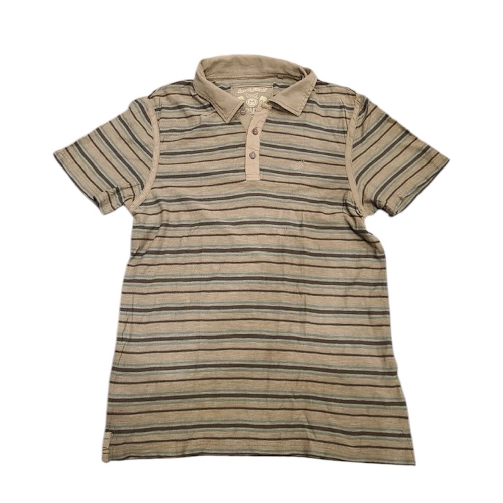 Guess Brown Striped Polo Shirt Short Sleeve